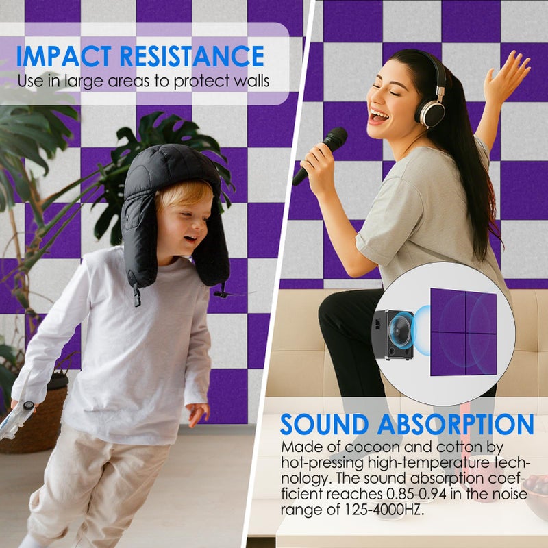 MaxGear Large Cork Board for Wall 36"" x 24"", Violet Bulletin Board, 6 Pack Felt Wall Tiles with Pushpins, Cork Boards for Office Push Pin Board Tack Board Felt Board - Image 3